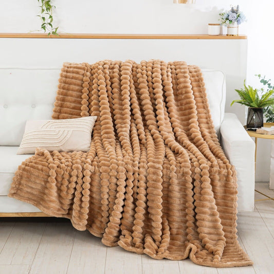 Large Luxury Faux Fur Plush Fleece Bed Blanket Sofa Throws Double & King Size Washable Soft