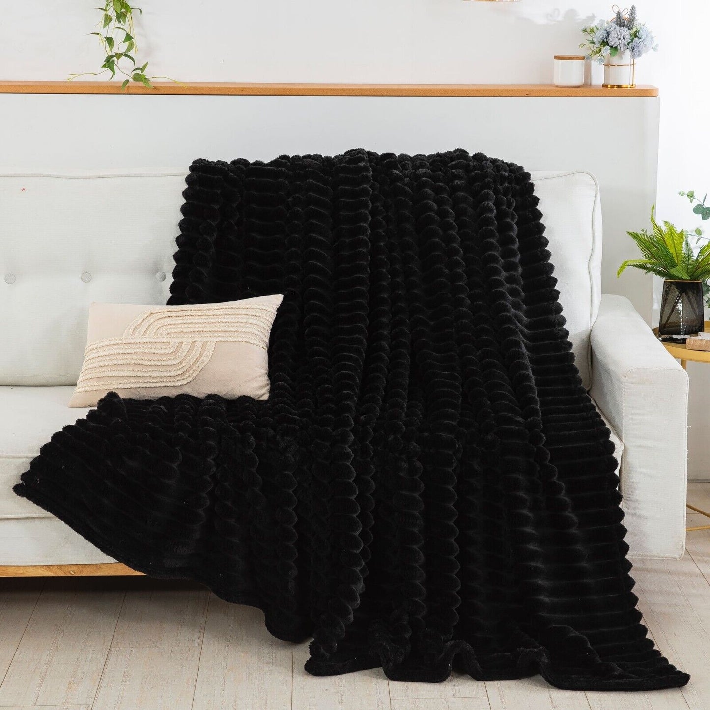 Large Luxury Faux Fur Plush Fleece Bed Blanket Sofa Throws Double & King Size Washable Soft