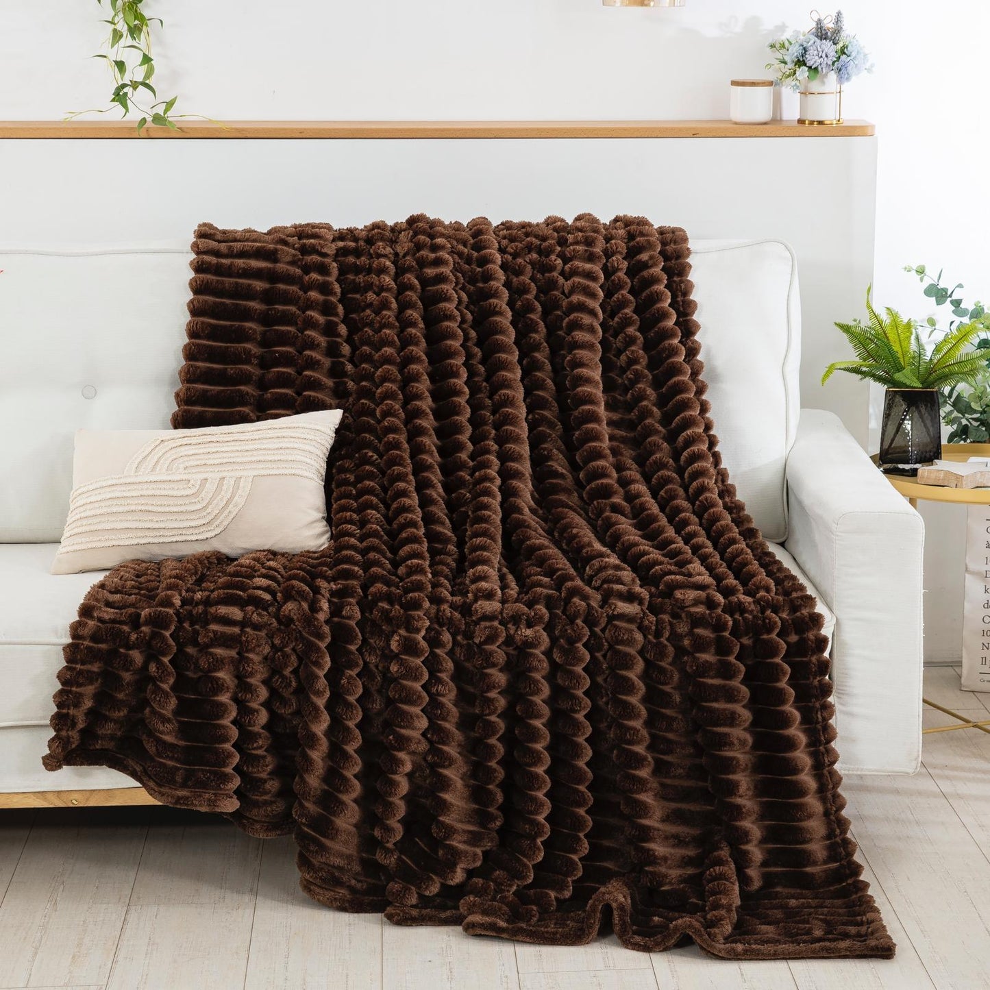 Large Luxury Faux Fur Plush Fleece Bed Blanket Sofa Throws Double & King Size Washable Soft