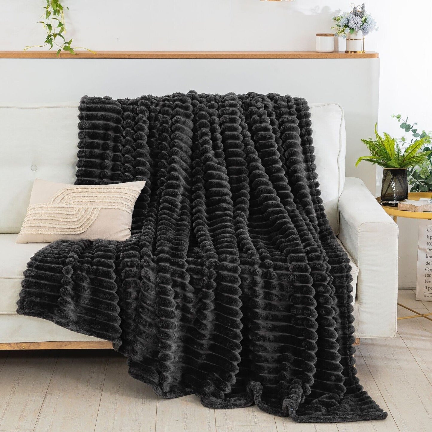 Large Luxury Faux Fur Plush Fleece Bed Blanket Sofa Throws Double & King Size Washable Soft