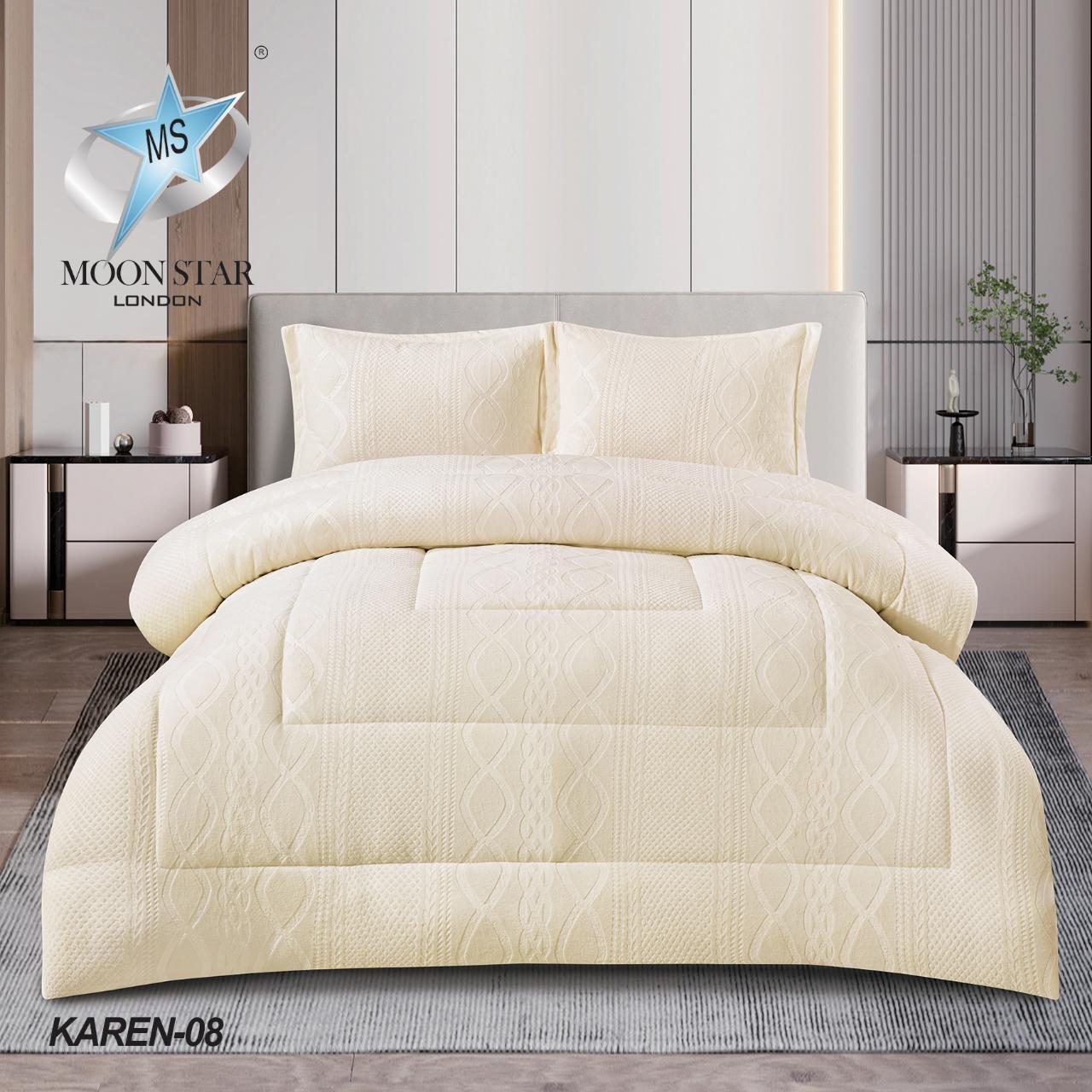 Karen Velvet 3 PCs Bedspread Quilted Comforter Bed Set