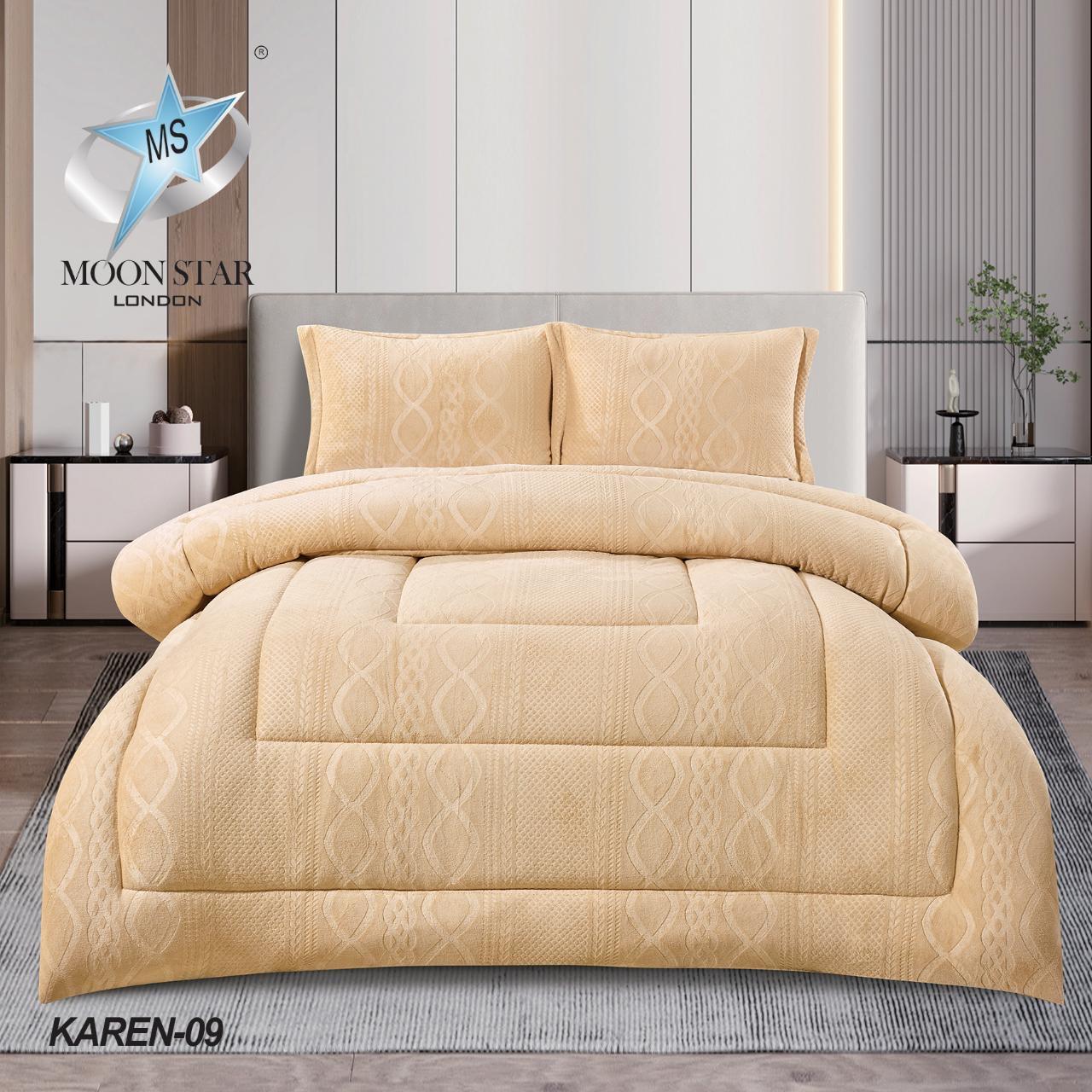 Karen Velvet 3 PCs Bedspread Quilted Comforter Bed Set