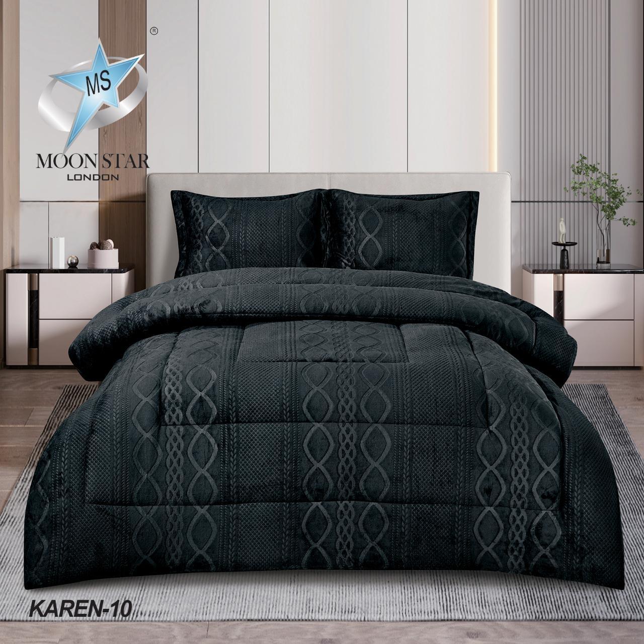 Karen Velvet 3 PCs Bedspread Quilted Comforter Bed Set