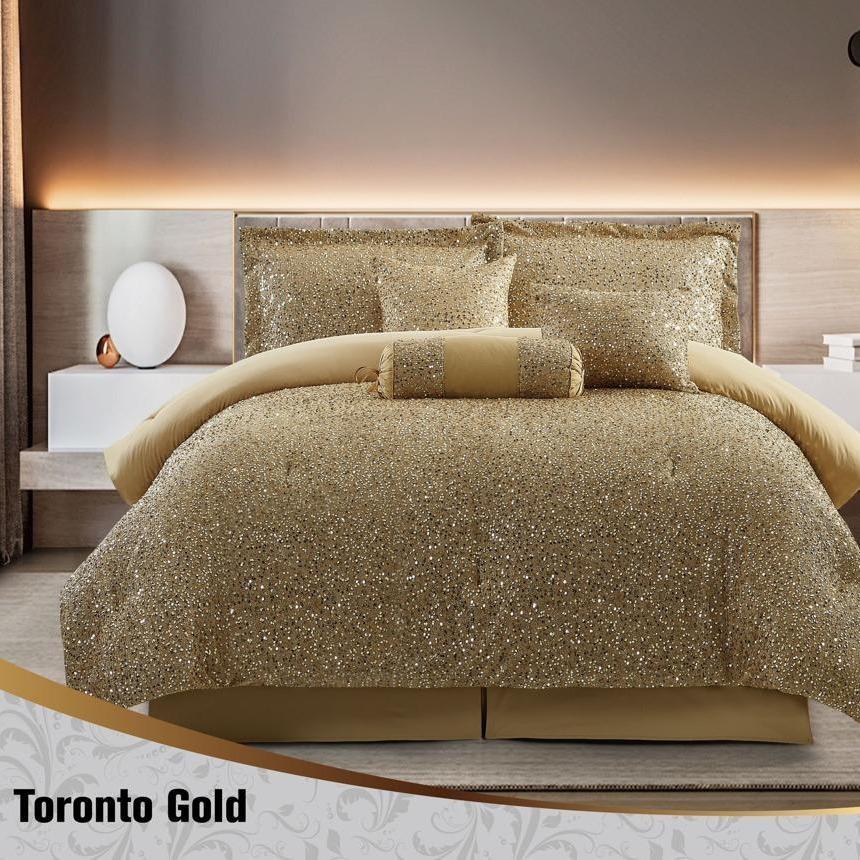 Toronto Glamorous sequin 7 PCs Comforter Bed Set