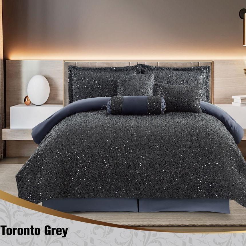 Toronto Glamorous sequin 7 PCs Comforter Bed Set