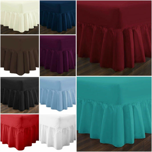 Plain Dyed Fitted Valance Sheet Poly-Cotton Bed Sheet - Various Colours